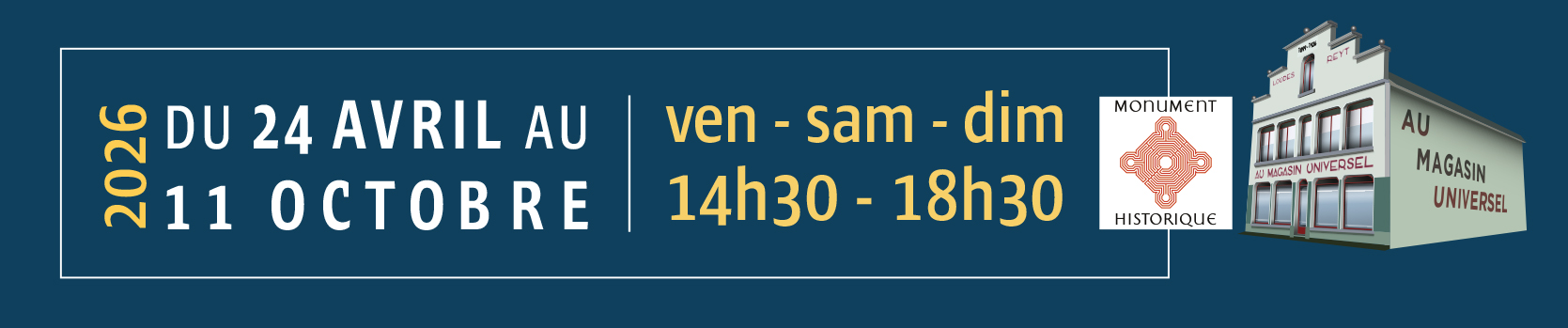 bandeau bleu horaires et dates court